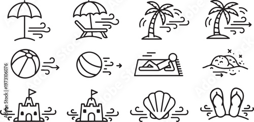 A series of simple black and white illustrations depicting various domestic insects Vector