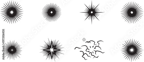 Minimalist line art collection featuring spiky shapes and abstract designs Vector