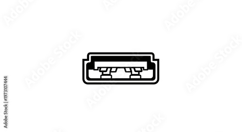 Simplified icon of a universal serial bus female connector port