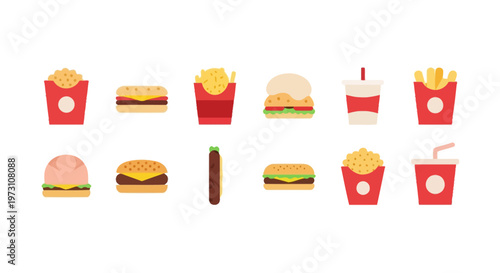 A collection of fast food items on a table indoors