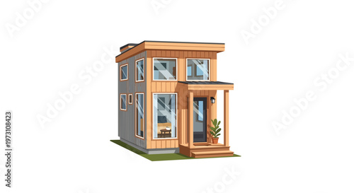 Modern Tiny House Design with Sleek Vertical Siding and Expansive Windows