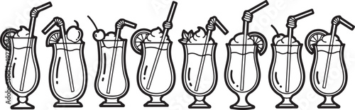 A collection of vintage-style hanging lanterns in a row Vector