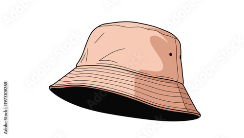 Stylish illustration of a light pink bucket hat, a popular casual headwear accessory, symbolizing modern fashion, summer style, and relaxed outdoor activities.