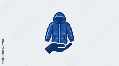 Caring Hand Holding Blue Winter Jacket
