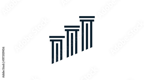 Minimalist Staircase of Pillars Icon for Business