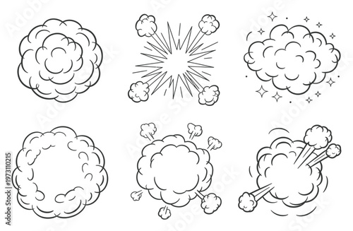 Explosion Cloud Vector Illustration Set