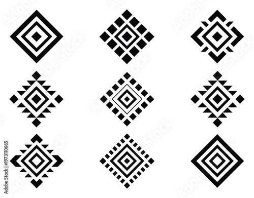 Geometric Diamond Patterns Vector Illustration