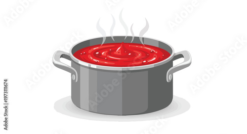 A steaming pot of vibrant red sauce bubbles with warmth, creating an inviting culinary scene for any kitchen