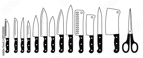 Kitchen Knife Set Vector Illustration