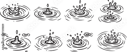 Line art sketches of a cat in various dynamic poses and expressions Vector