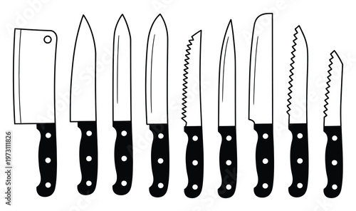 Kitchen Knife Set Vector Illustration