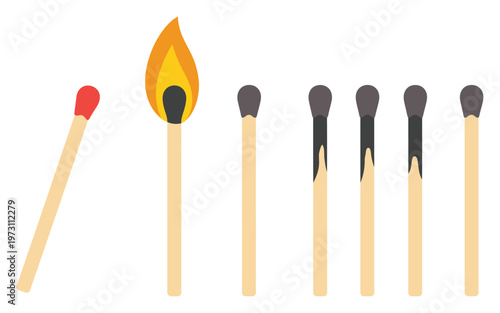 Matches Burning Vector Illustration