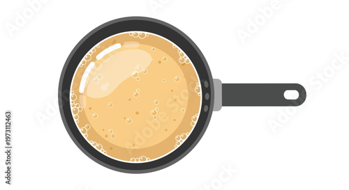Bubbling Batter in a Skillet Cooking Delicious Pancakes or Crepes Overhead View