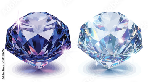 Two sparkling gemstones, a deep blue sapphire and a brilliant clear diamond