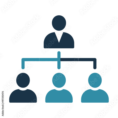Vector of a hierarchical organizational structure with one leader and three team members