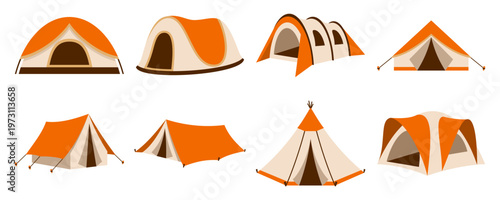 Outdoor Camping Tent Illustration Set