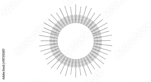 Tableau sur toile Circular pattern of radiating lines with geometric shapes