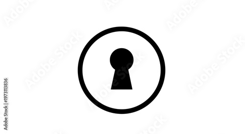Black keyhole symbol within a thick circular border against a white background