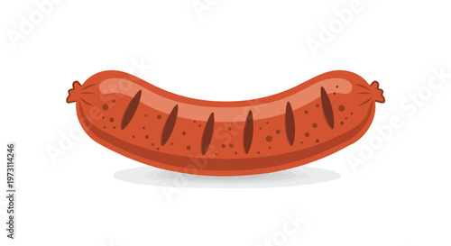 Stylized Grilled Sausage with Brown Marks and Speckles on a White Background Illustration Minimalist Design