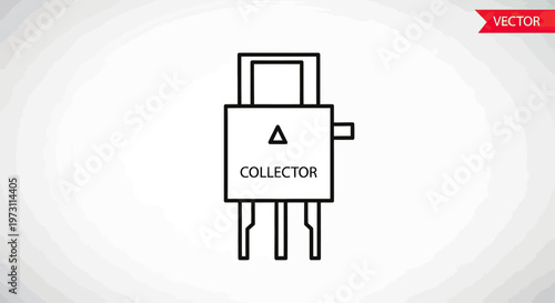 Simple linear illustration of a transistor component with a collector label