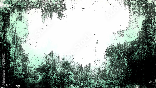 Vintage green forest foliage frame and rustic texture aesthetic and rough aged vintage effect and abstract artistic grunge design and verdant natural aesthetic and faded nature.