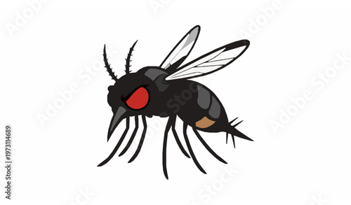 Angry mosquito cartoon character flying vector illustration
