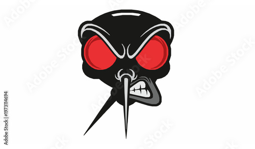 Angry mosquito face cartoon vector illustration