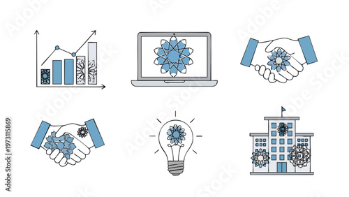 Business Growth & Innovation Icons: Data, Ideas, Collaboration, Technology