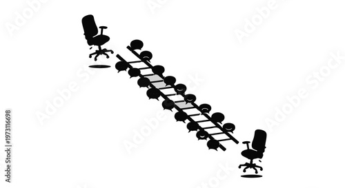 Empty conference room with chairs arranged for social distancing