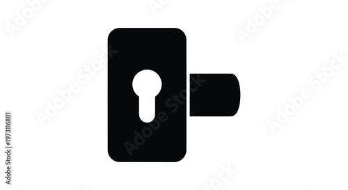 Simple black door lock illustration with a keyhole minimalist silhouette