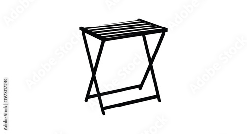 Simple black folding table isolated on a white background a dark silhouette