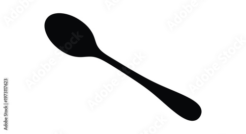 A simple black spoon depicted in a striking minimalist silhouette