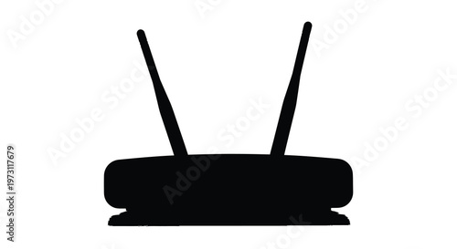 Black wireless router with two antennas a distinct digital silhouette