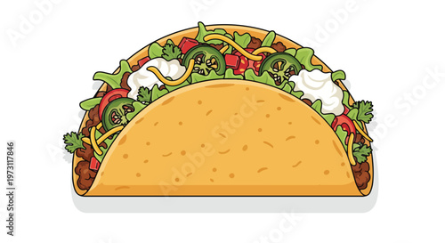 A Deliciously Illustrated Taco Overflowing with Fresh and Savory Ingredients Ready to Be Enjoyed