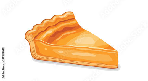 A Flaky Golden Slice of Delicious Baked Pie on a Plain White Background Isolated