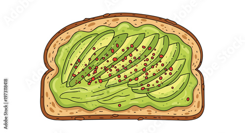 Delicious Avocado Toast Topped with Vibrant Red Pepper Flakes on Whole Grain Bread