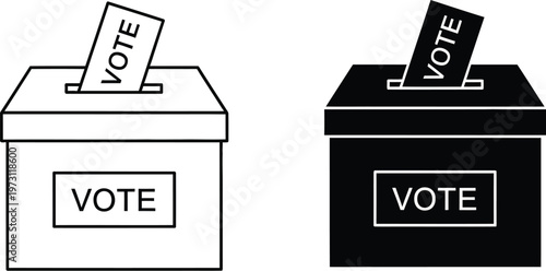 Voting ballot box icons.