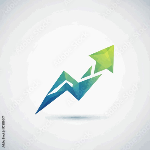 Geometric low-poly upward arrow design symbolizing growth and progress.