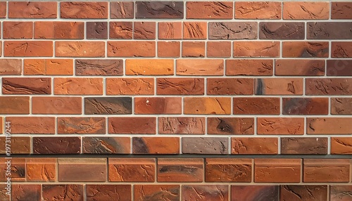 A close-up view of a brick wall with various shades of red, brown, and orange bricks laid in a classic pattern with white mortar