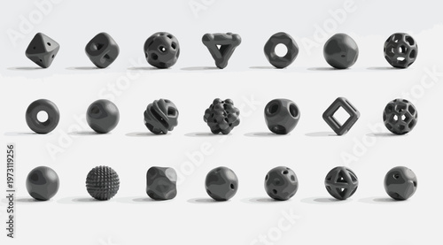 Set of abstract geometric 3d shapes, modern minimalist forms