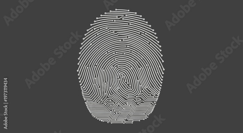 Fotografía Digital fingerprint, made of circuits, on a dark gray background