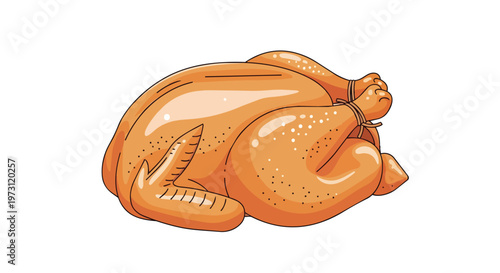 Flavorful Roasted Chicken Illustration, Golden Brown and Deliciously Prepared
