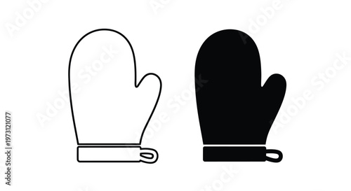 Pair of black and white oven mitt vector illustrations ready for kitchen and cooking safety design