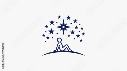 Person Gazing at Stars Logo Icon