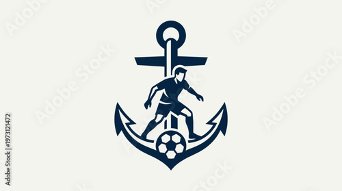 Soccer Player Inside Anchor Logo