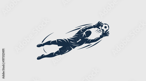 Silhouette Of Soccer Goalkeeper Making A Save
