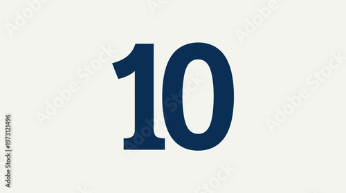 Number 10 in Dark Blue against Beige Background