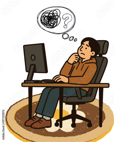 a person who is tired of work and confused about his work
