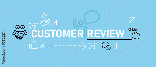 Customer review and feedback concept banner icons of star ratings thumbs up speech bubbles client satisfaction user experience reputation testimonials for product services