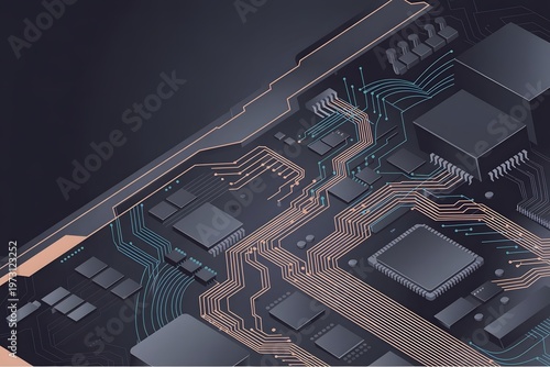 Circuit hardware texture. Computer chipset connection. Concept of circuit board background.